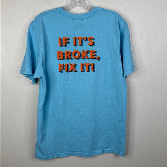 Patagonia Recycled Fabrics Men's Medium Regular Fit Sky Blue Short Sleeve Tee - Picture 6 of 6